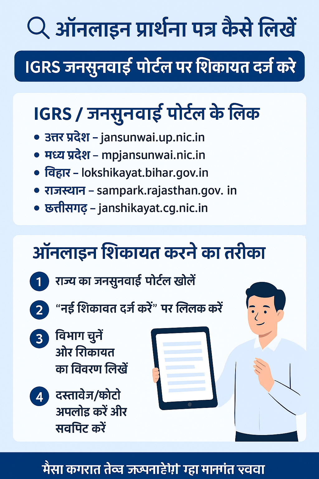 ऑनलाइन प्रार्थना पत्र कैसे लिखें | IGRS जनसुनवाई पोर्टल पर शिकायत दर्ज करने का तरीका 2 ऑनलाइन प्रार्थना पत्र मार्गदर्शिका 1